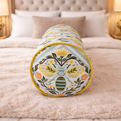 Bolster Pillow With Removable Cover - Yellow Garden