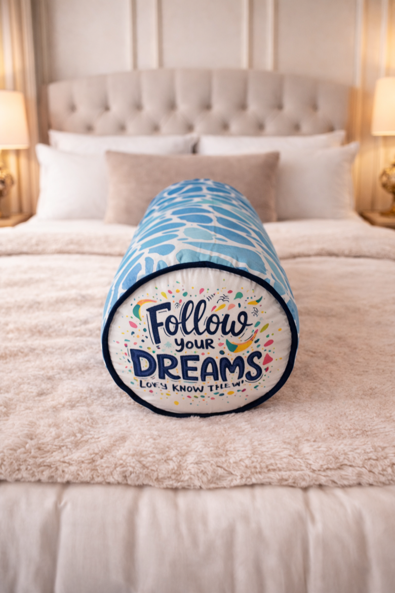 Bolster Pillow With Removable Cover - Follow Your Dreams
