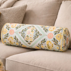 Bolster Pillow With Removable Cover - Yellow Garden