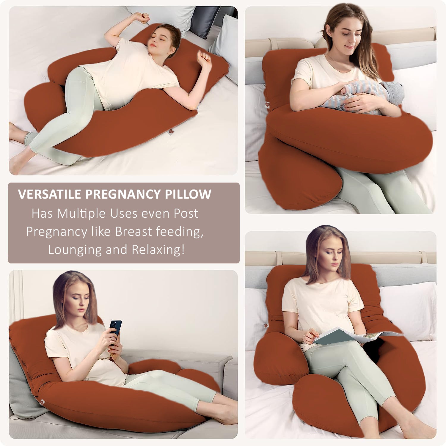 Brick Orange-Coozly Belly Back Pregnancy Pillow