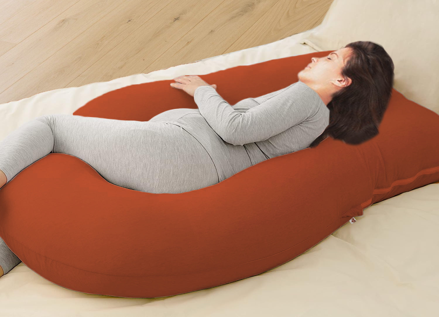 Brick Orange-Coozly Belly Back Pregnancy Pillow