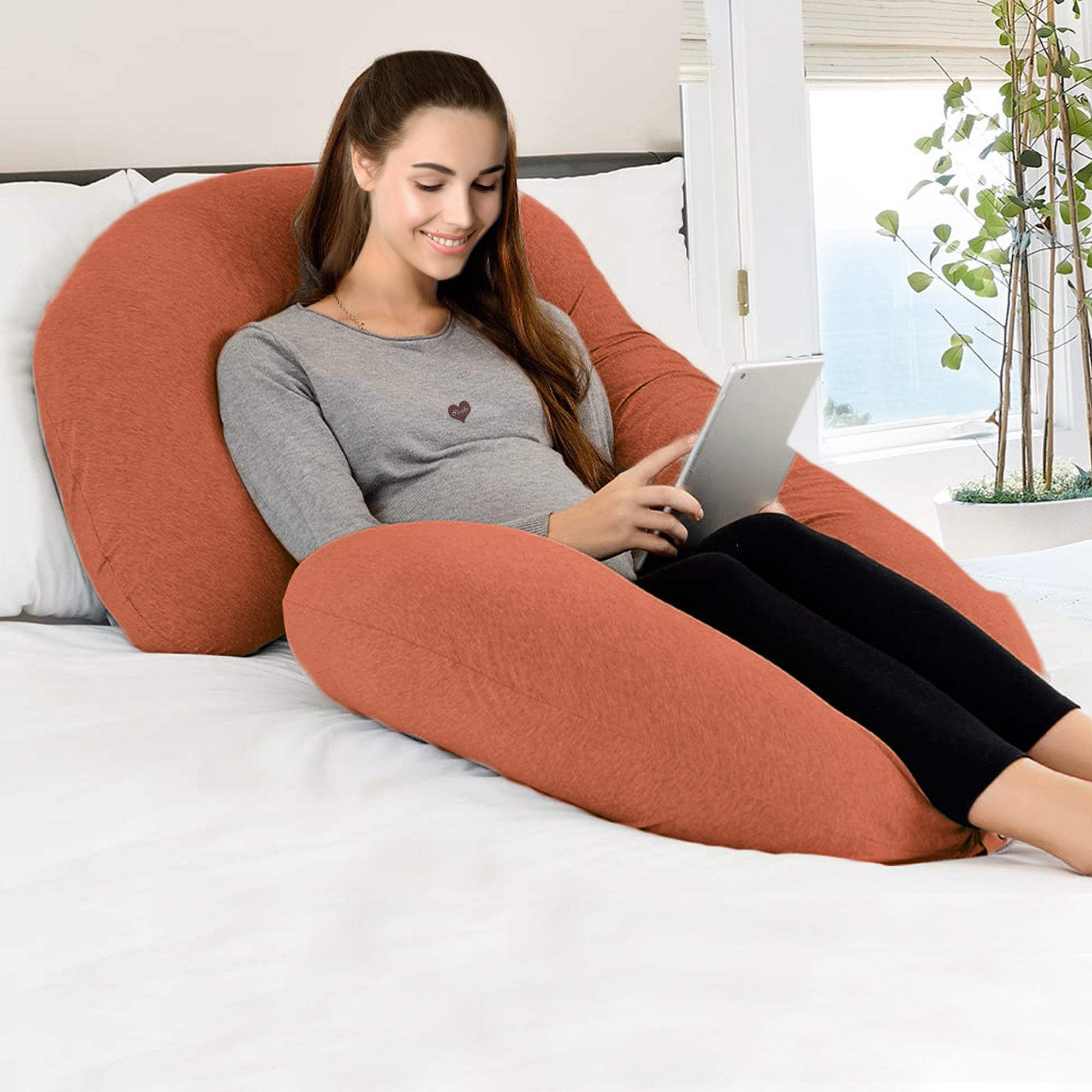 Brick Orange- C Premium LYTE Pregnancy Body Pillow | Maternity Pillow