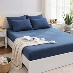 Fitted Cotton Jersey Custom Size BedSheet - Navy