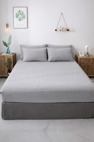 Fitted Cotton Jersey Custom Size BedSheet - Melange Grey