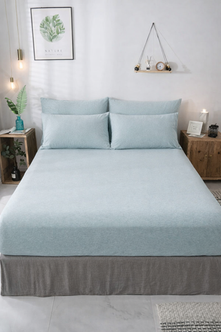 Fitted Cotton Jersey Custom Size BedSheet - LightBlue