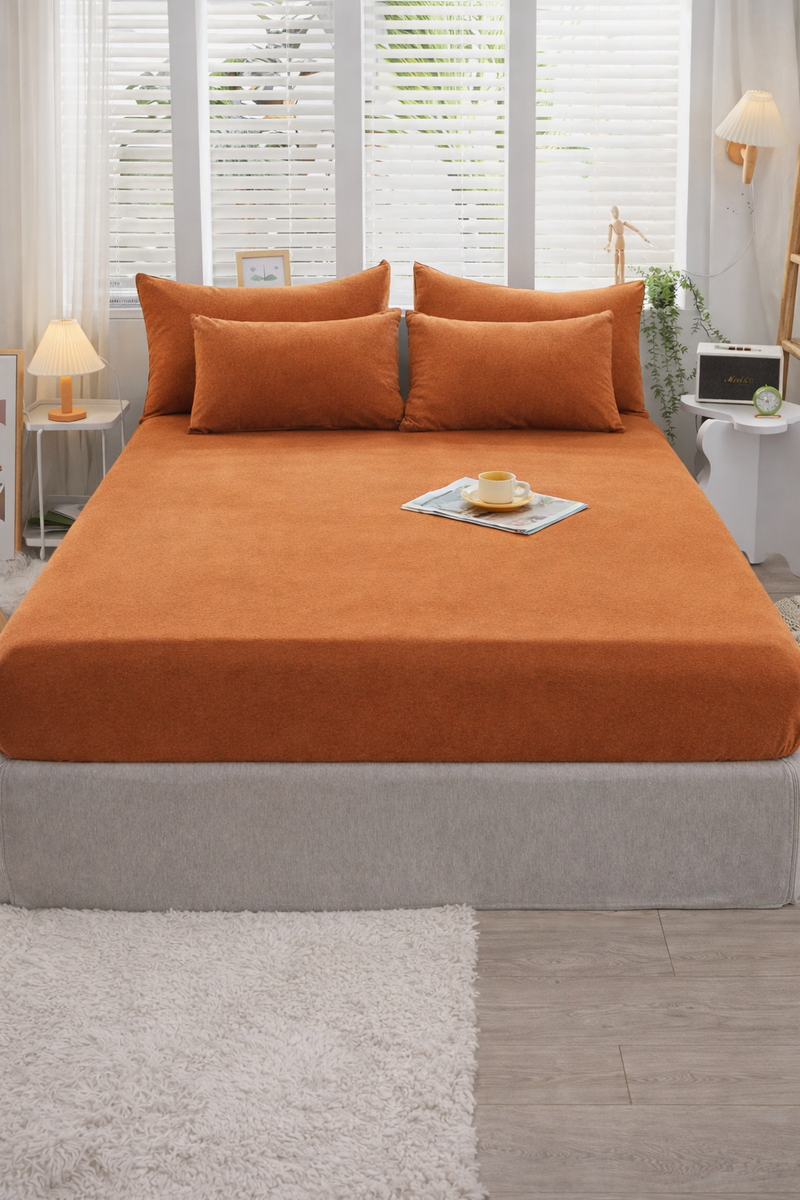 Fitted Cotton Jersey Custom Size BedSheet - Brick