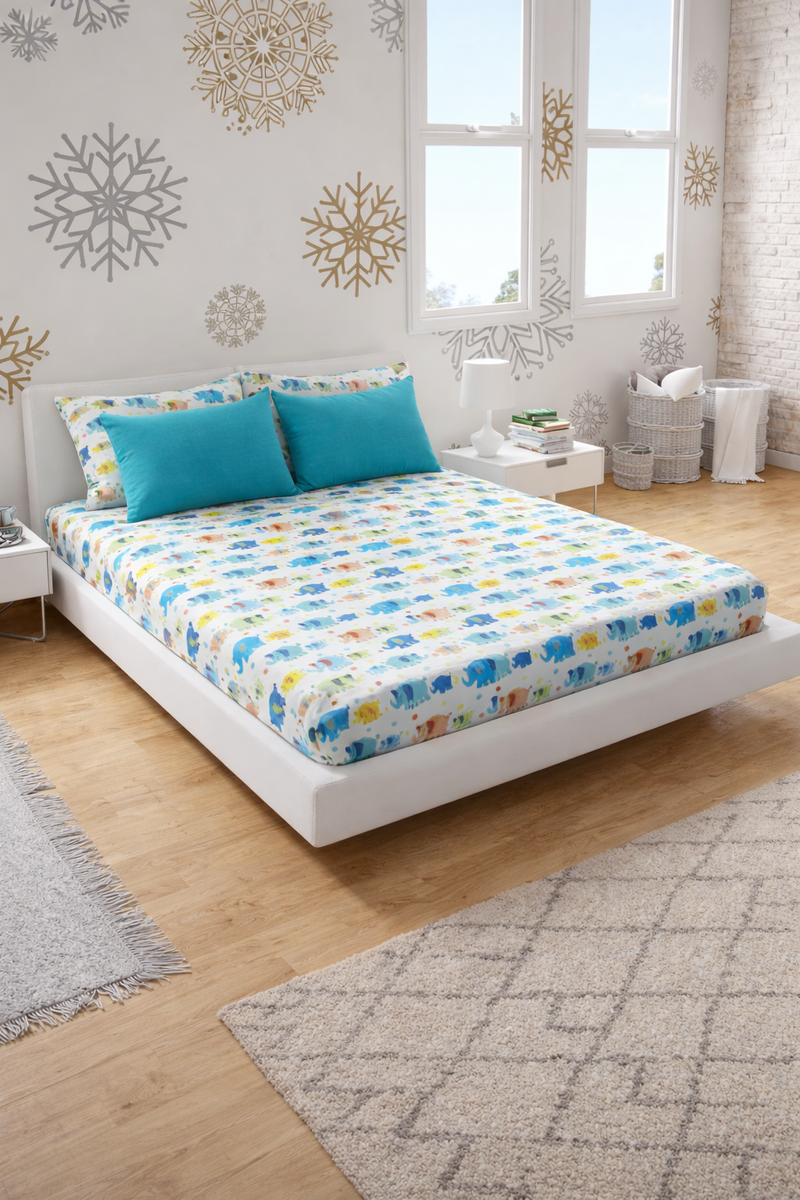 Cute Ellis Cotton 200 TC Bedsheet + 4 Pillow Covers