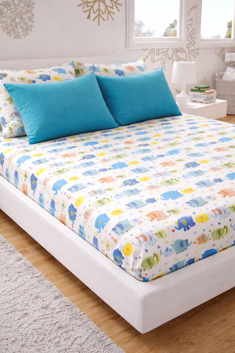 Cute Ellis Cotton 200 TC Bedsheet + 4 Pillow Covers