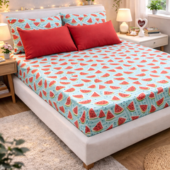 Watermelon 200 TC Bedsheet + 4 Pillow Covers