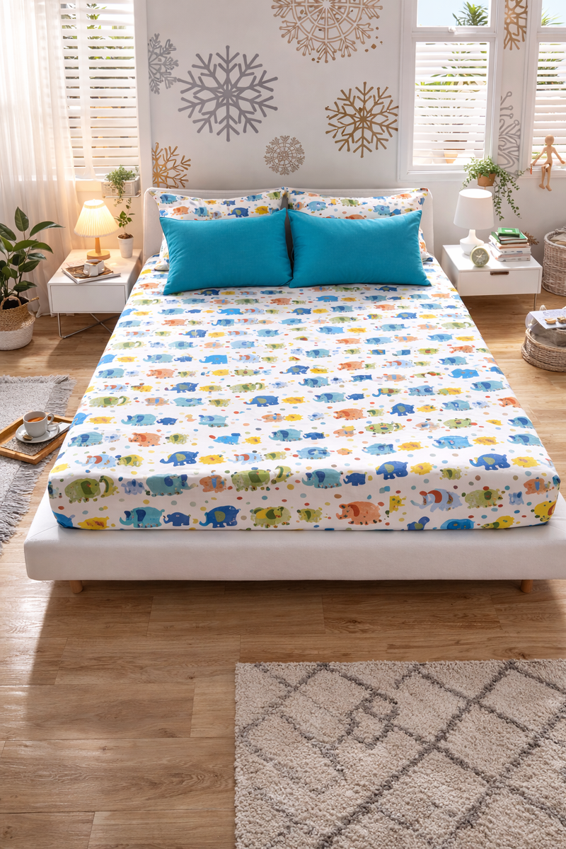 Cute Ellis Cotton 200 TC Bedsheet + 4 Pillow Covers