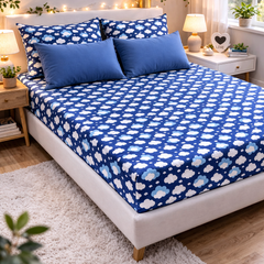 Clouds Cotton 200 TC Bedsheet + 4 Pillow Covers