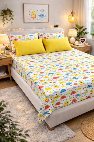 Travel Times 200 TC Bedsheet + 4 Pillow Covers