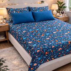 Happy Dino 200 TC Bedsheet + 4 Pillow Covers