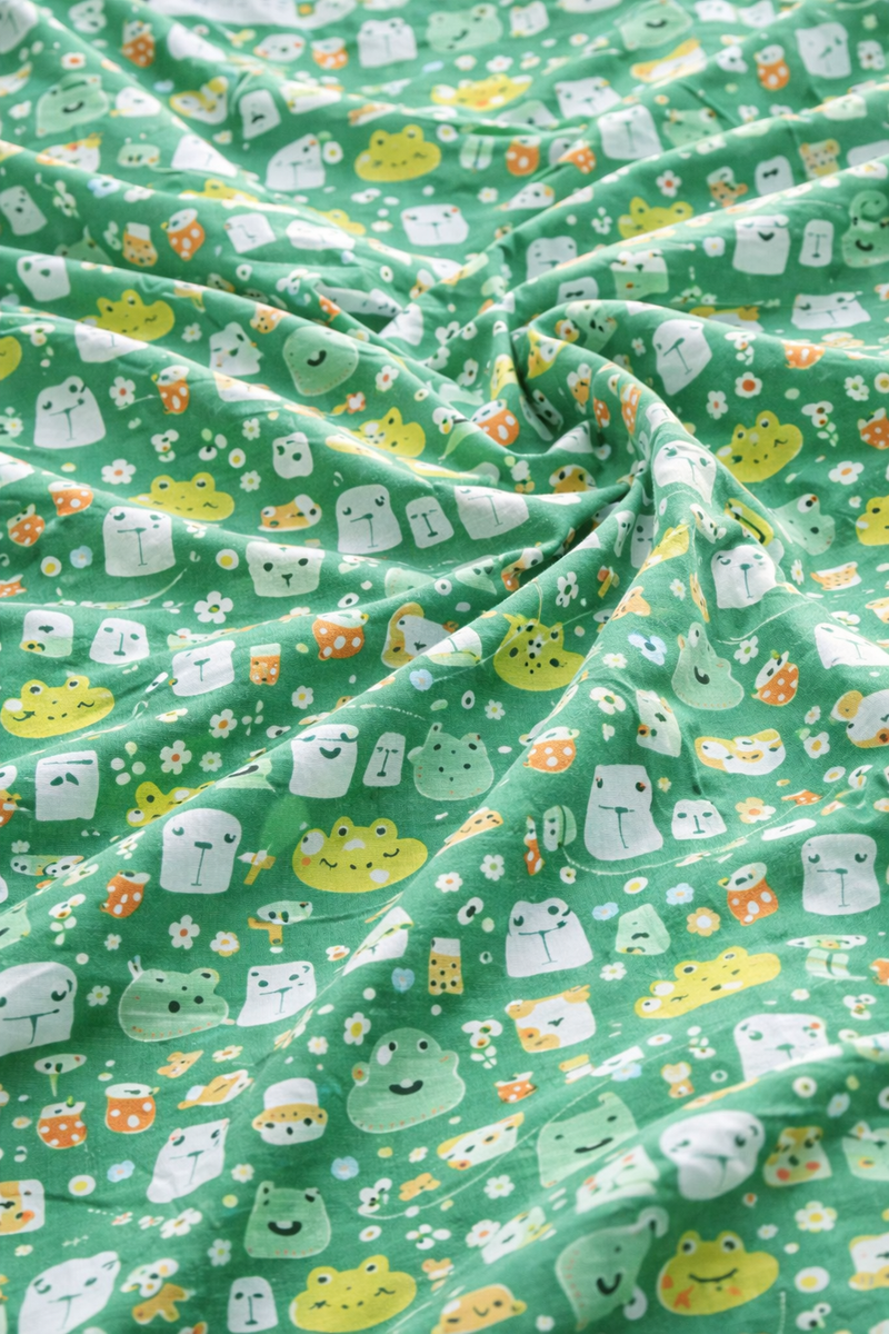 Green Panda 200 TC Bedsheet + 4 Pillow Covers