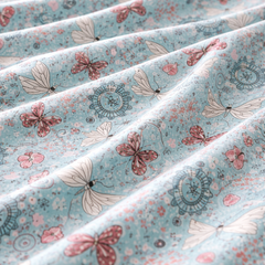 Blue Butterfly 200 TC Bedsheet + 4 Pillow Covers