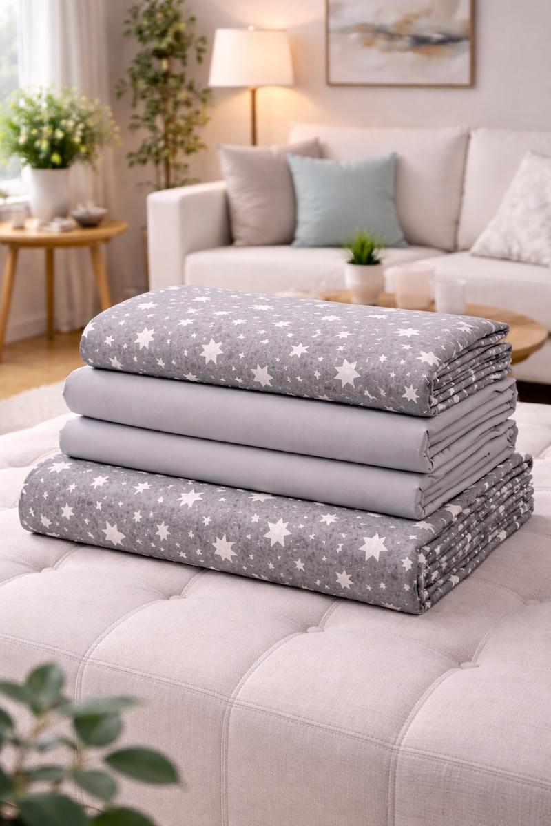 Grey Star Cotton 200 TC Bedsheet + 4 Pillow Covers