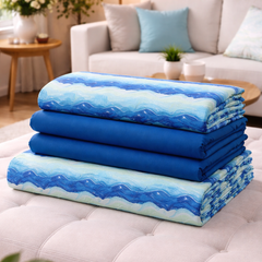 Waves Cotton 200 TC Bedsheet + 4 Pillow Covers