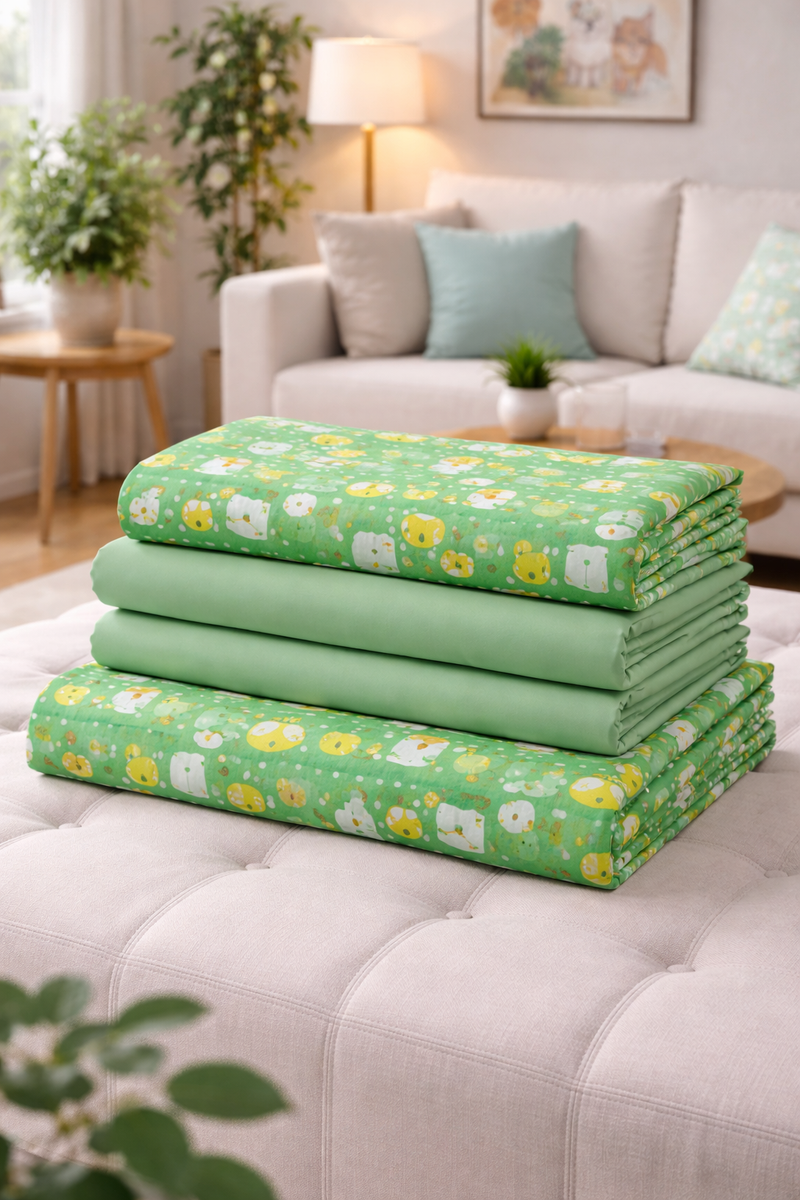 Green Panda 200 TC Bedsheet + 4 Pillow Covers