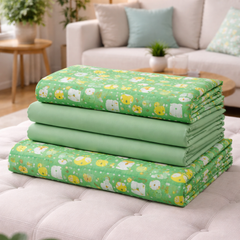 Green Panda 200 TC Bedsheet + 4 Pillow Covers