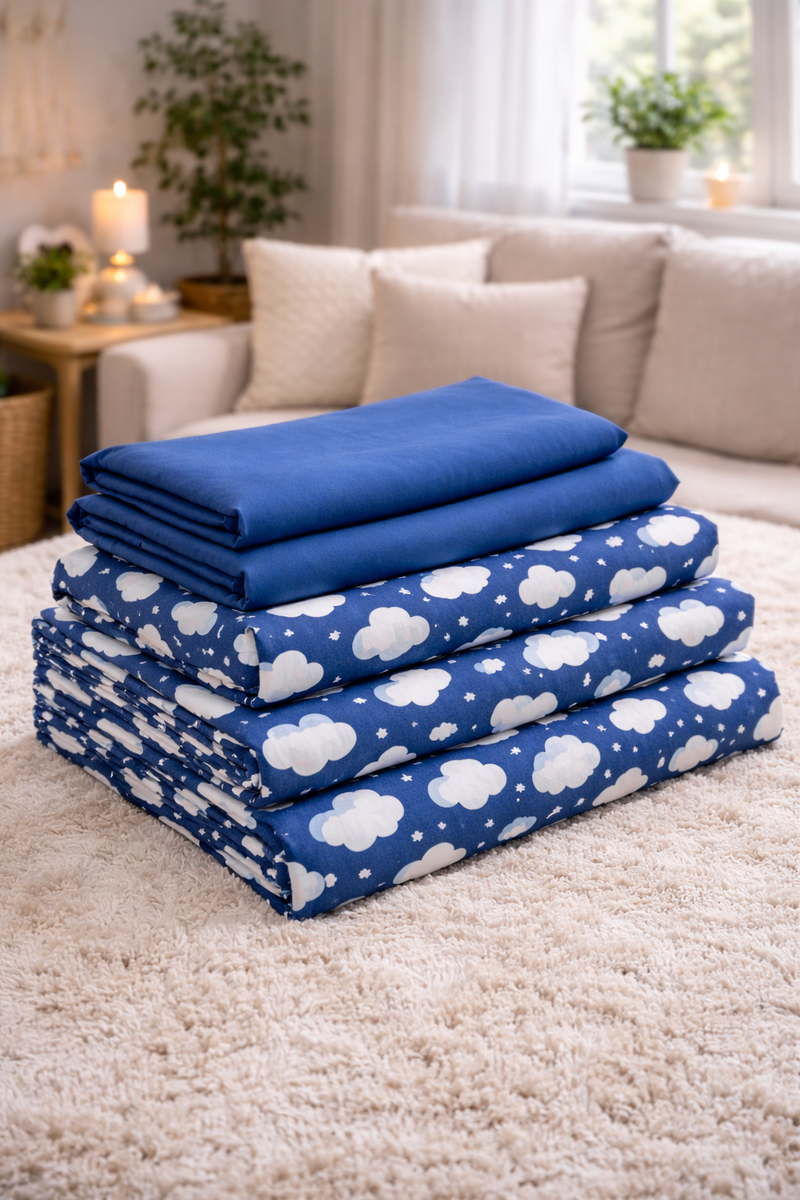 Clouds Cotton 200 TC Bedsheet + 4 Pillow Covers
