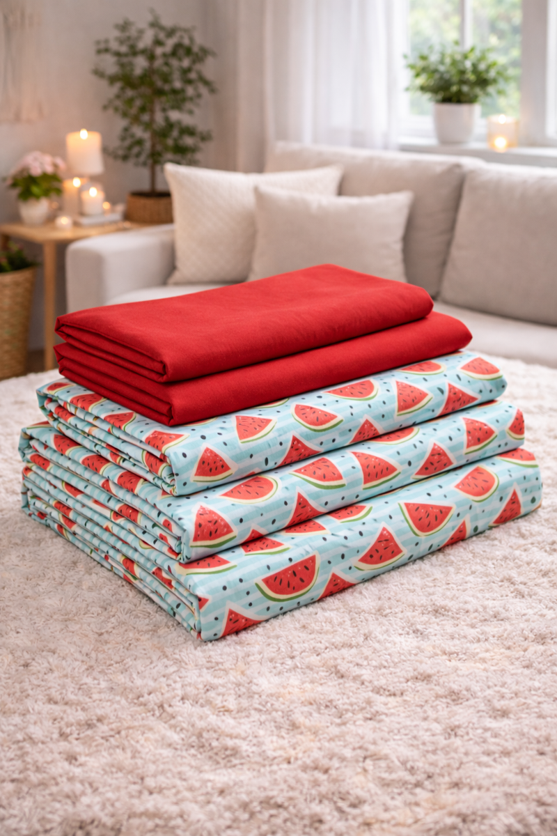 Watermelon 200 TC Bedsheet + 4 Pillow Covers
