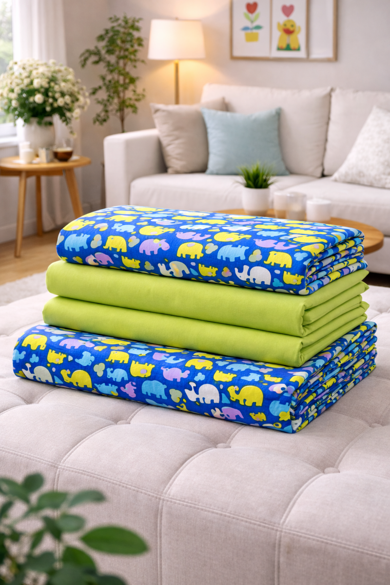 Dancing Elephants 200 TC Bedsheet + 4 Pillow Covers