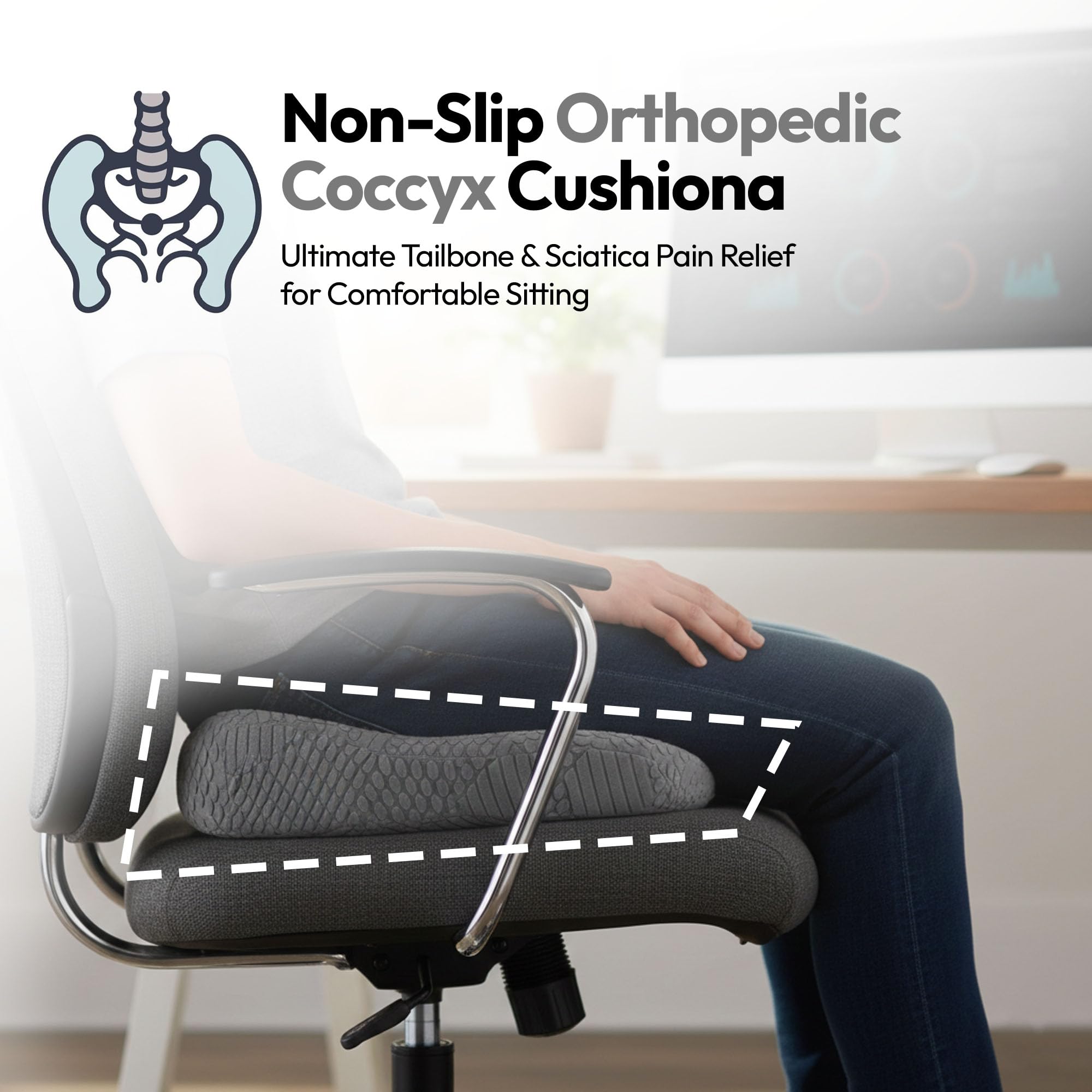 Coccyx Orthopedic Seat Cushions for Relief from Lower Back, Sciatica, Tailbone, Lumbar Pain