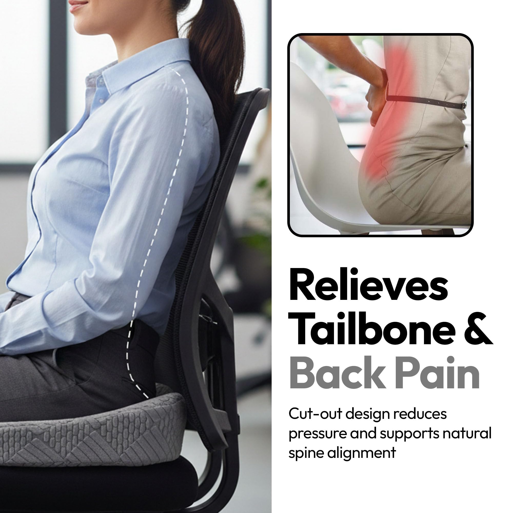 Coccyx Orthopedic Seat Cushions for Relief from Lower Back, Sciatica, Tailbone, Lumbar Pain
