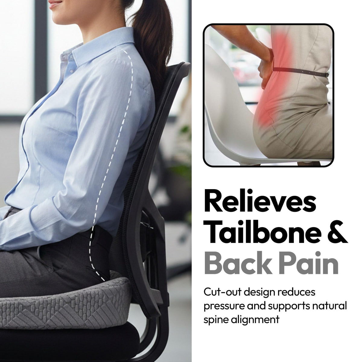 Coccyx Orthopedic Seat Cushions for Relief from Lower Back, Sciatica, Tailbone, Lumbar Pain