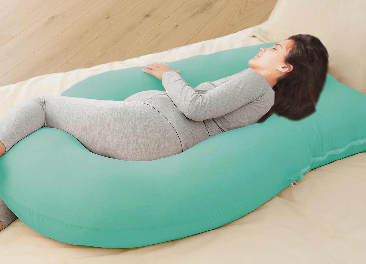 Sea Green-Coozly Belly Back Pregnancy Pillow