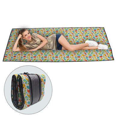 Cotton Fabric Foldable Floor Mattress with 1 inch Thick Foam and Fibre Padding | Size 72 X 36 Inches | Portable, Lightweight Travel Mat in Carry Bag Style (Dinos)