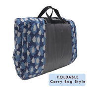 Cotton Fabric Foldable Floor Mattress with 1 inch Thick Foam and Fibre Padding | Size 72 X 36 Inches | Portable, Lightweight Travel Mat in Carry Bag Style (Clouds)