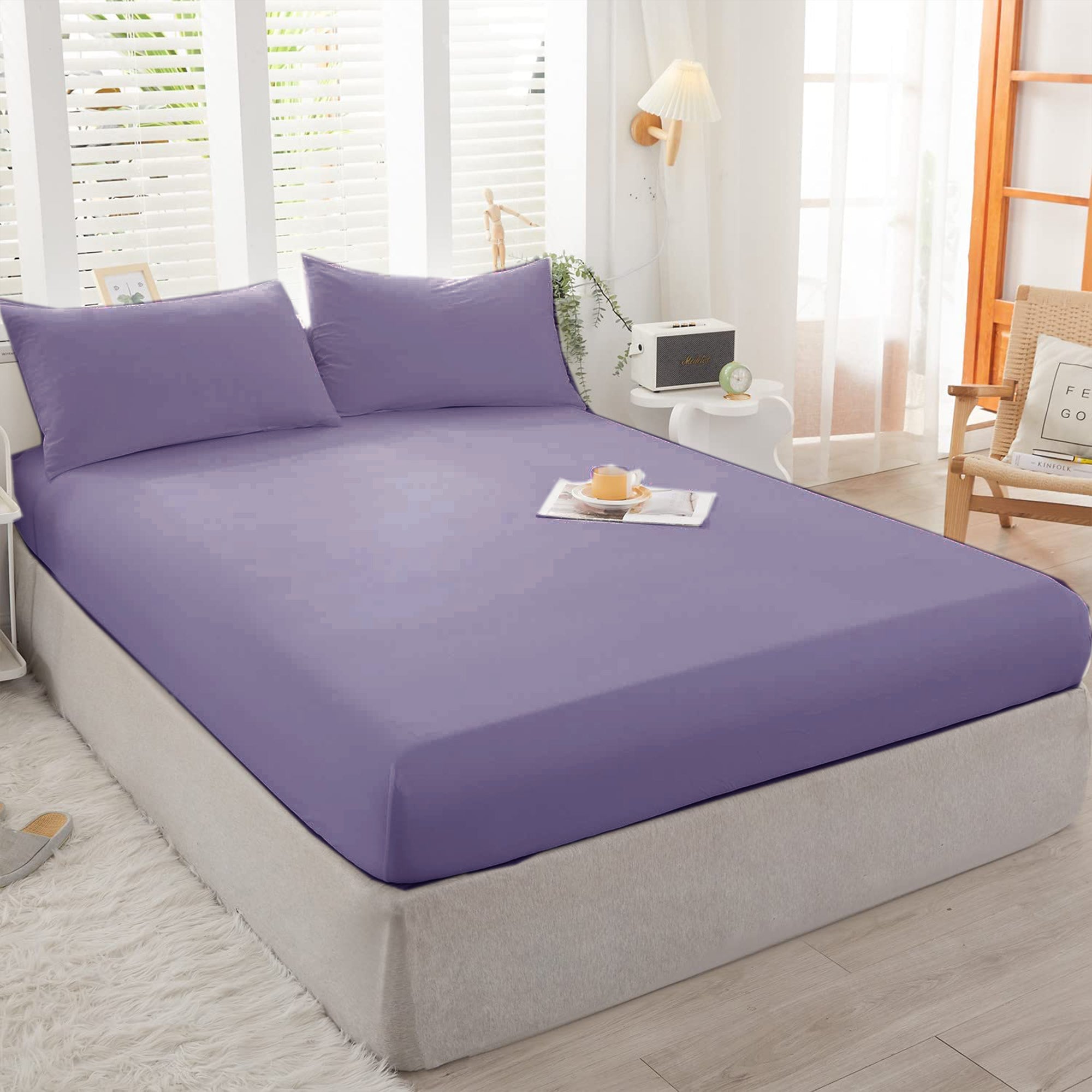 Fitted Cotton Jersey Custom Size BedSheet - Purple