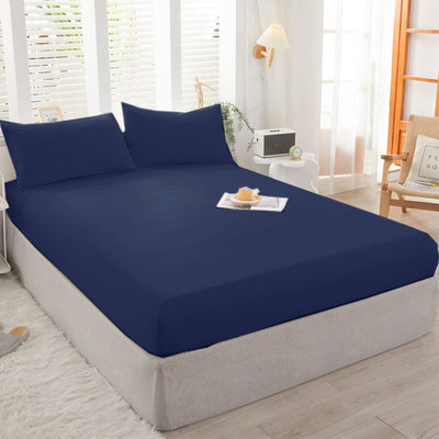 Fitted Cotton Jersey Custom Size BedSheet - Deep Navy