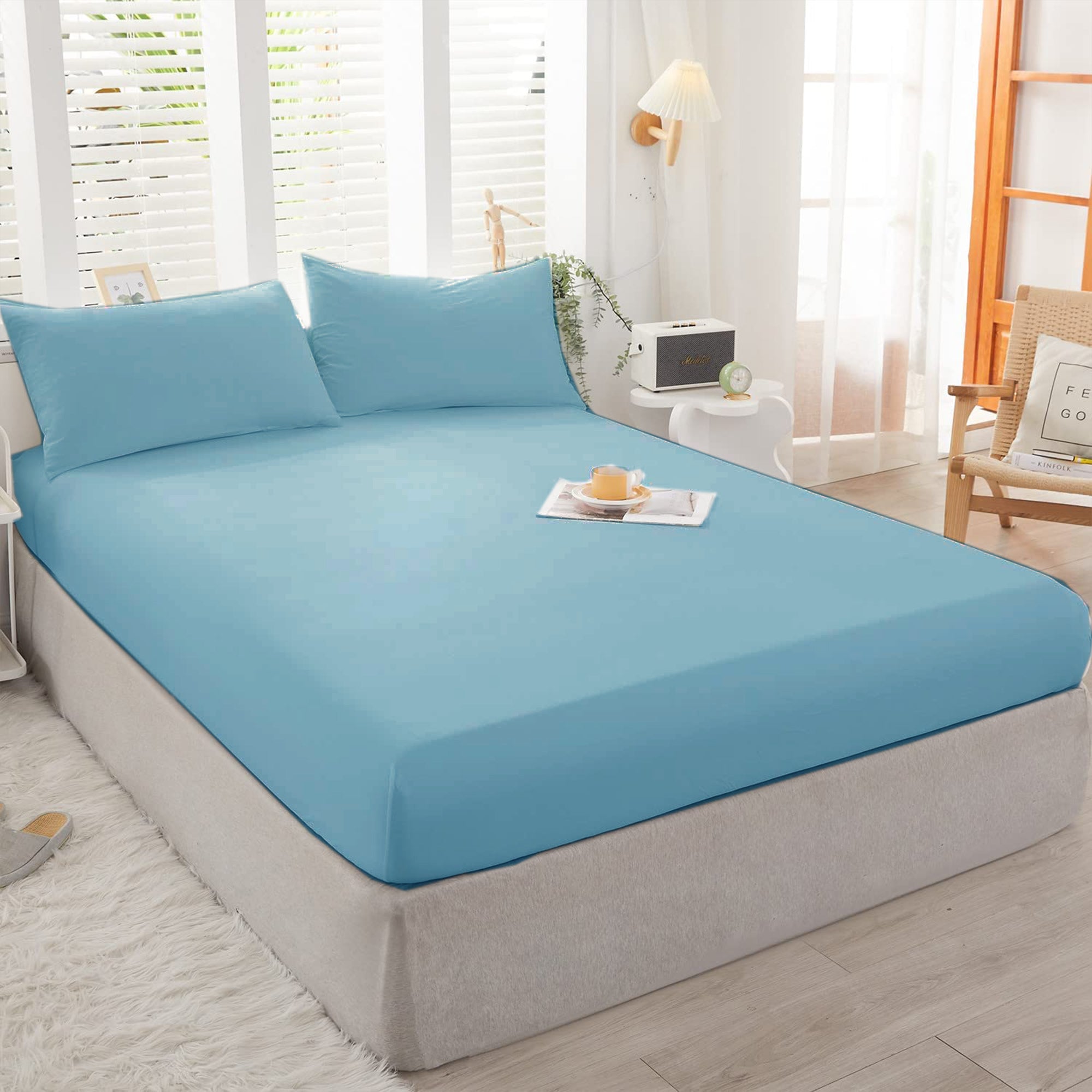 Fitted Cotton Jersey Custom Size BedSheet - Turquoise