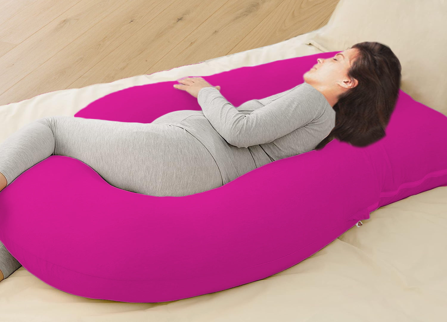 Fuschia Pink-Coozly Belly Back Pregnancy Pillow