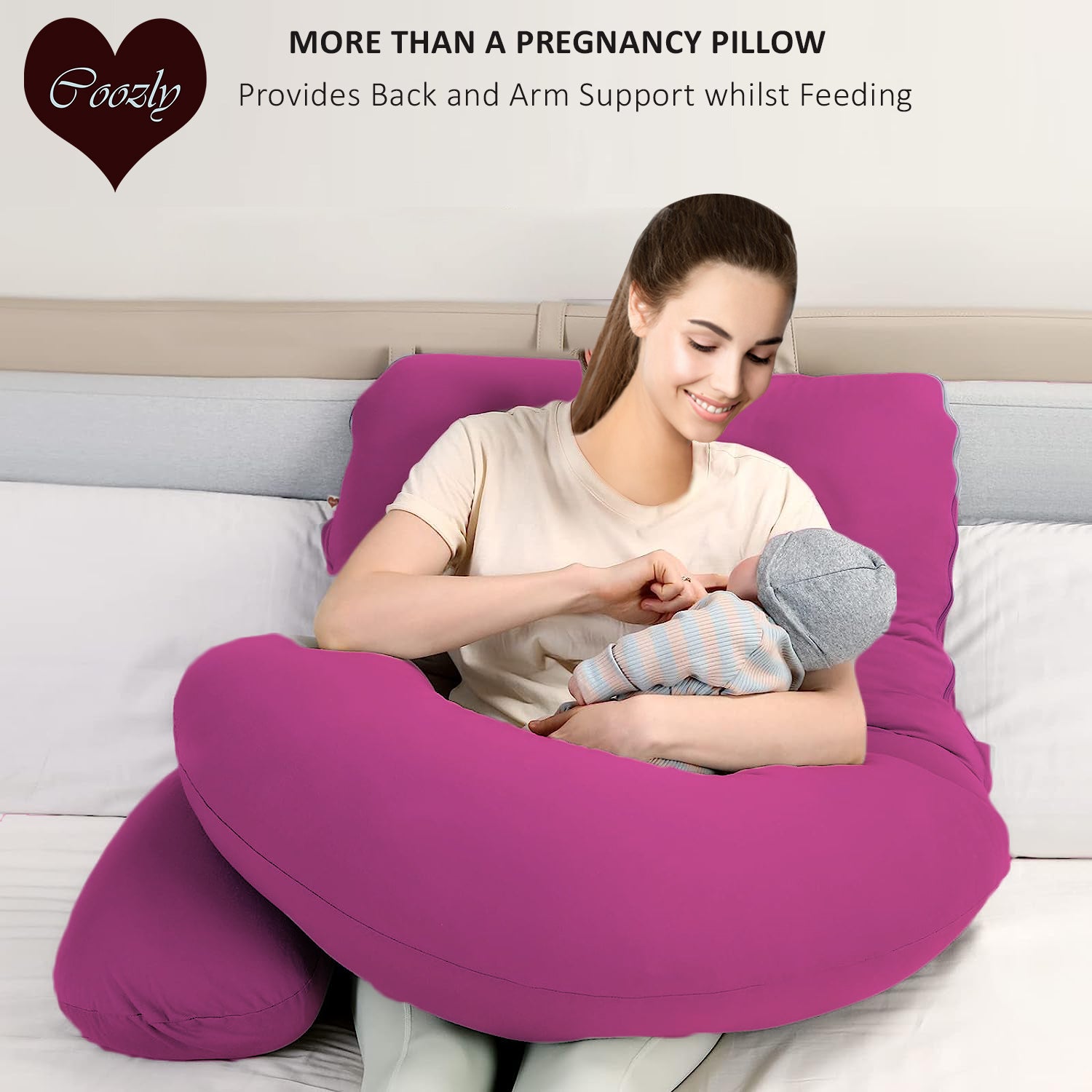 Fuschia Pink-Coozly Belly Back Pregnancy Pillow