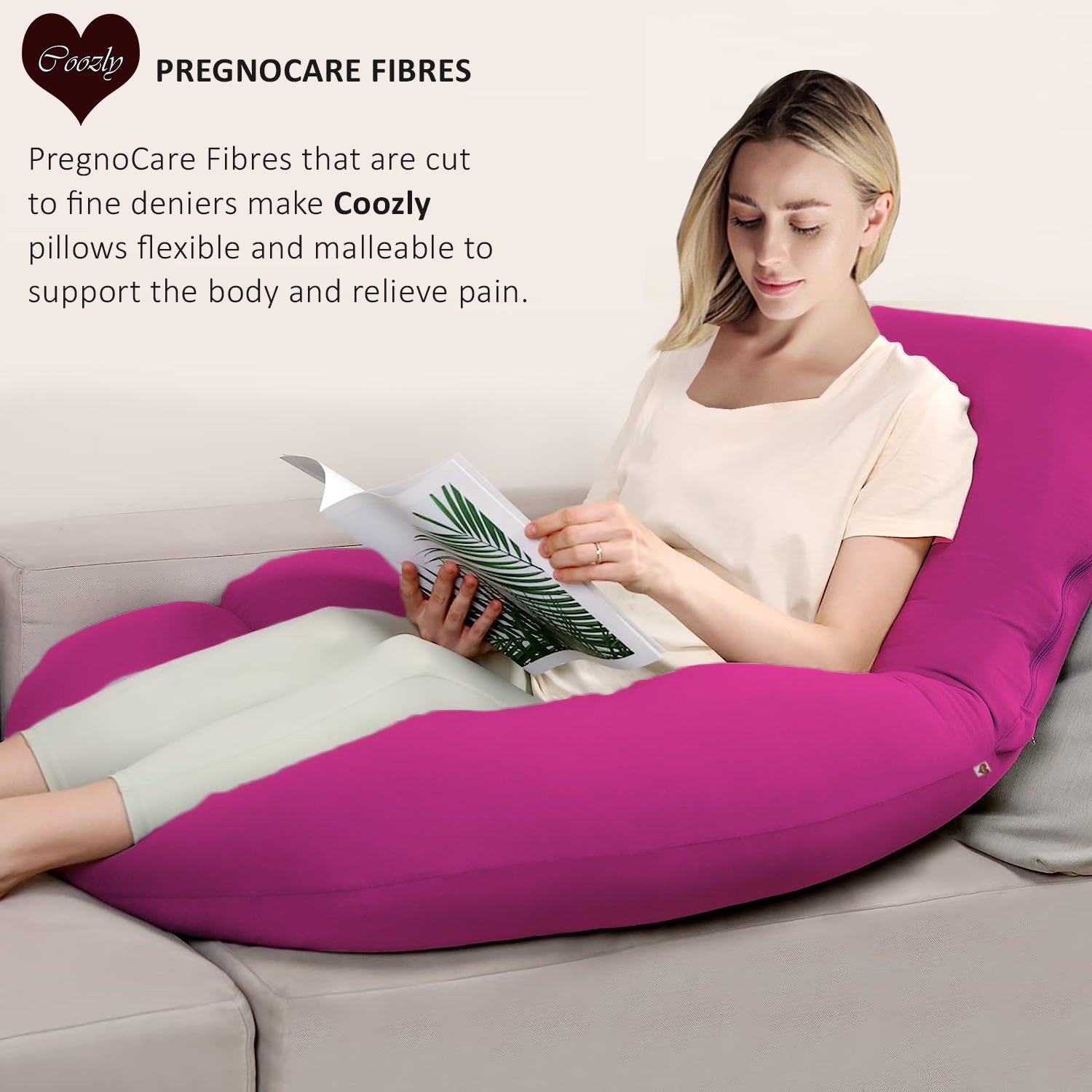 Fuschia Pink-Coozly Belly Back Pregnancy Pillow