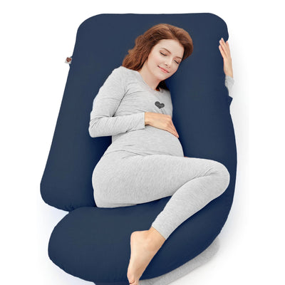 CDEN Pregnancy Pillow, J Shaped Full Body Pillow 57, Maternity Pillow  Support for Back, Legs, Neck, Hips for Pregnant Women with Removable  Washable Velvet Cover(LIGHTGREY/NAVYBLUE) 