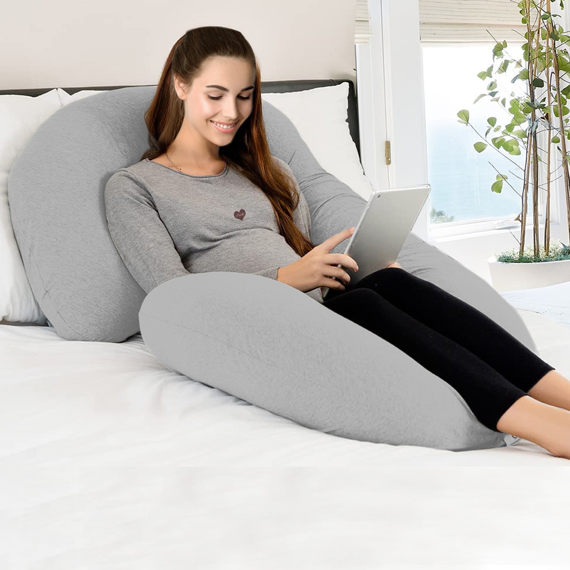 Grey - C Premium LYTE Pregnancy Body Pillow | Maternity Pillow