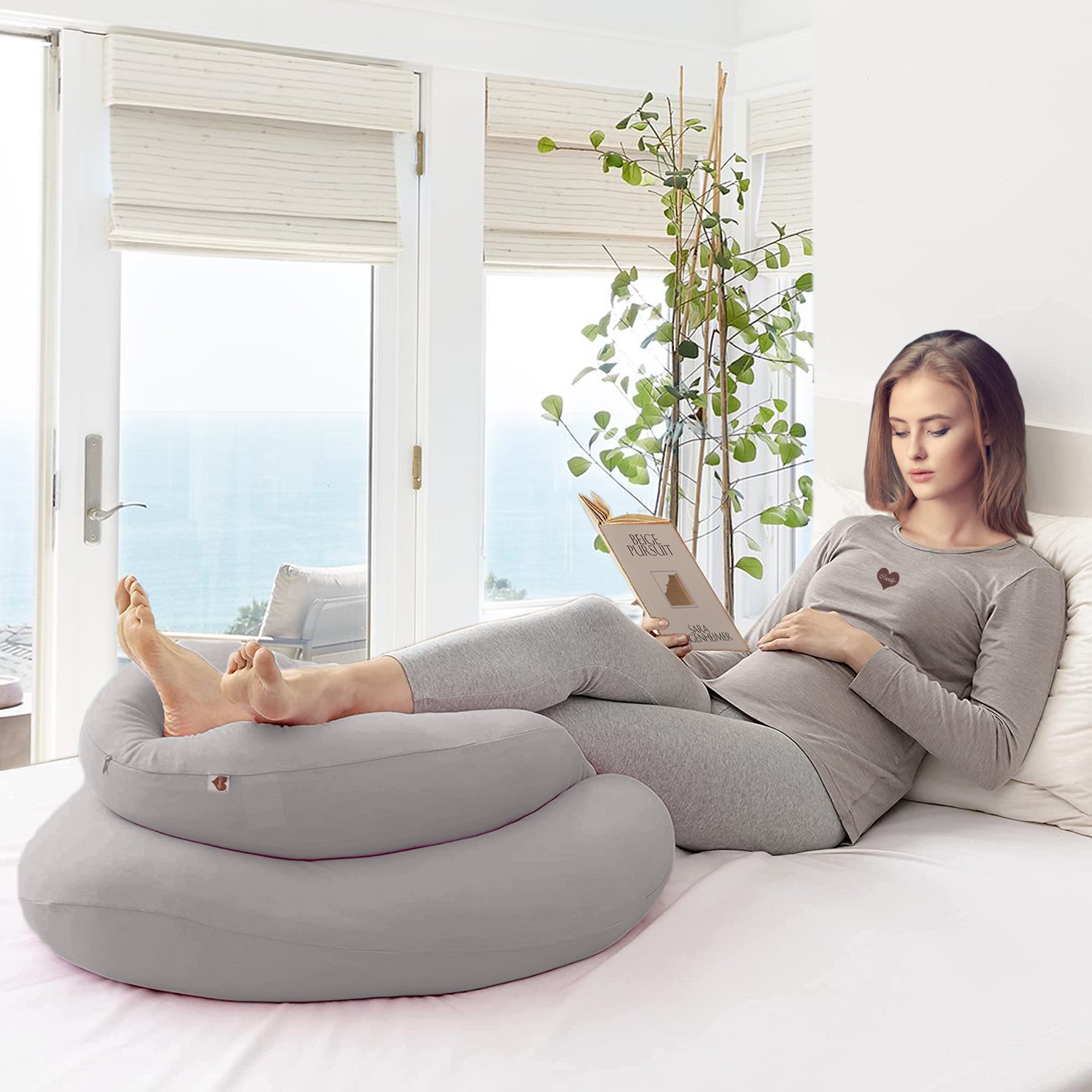 Grey - C Premium LYTE Pregnancy Body Pillow | Maternity Pillow