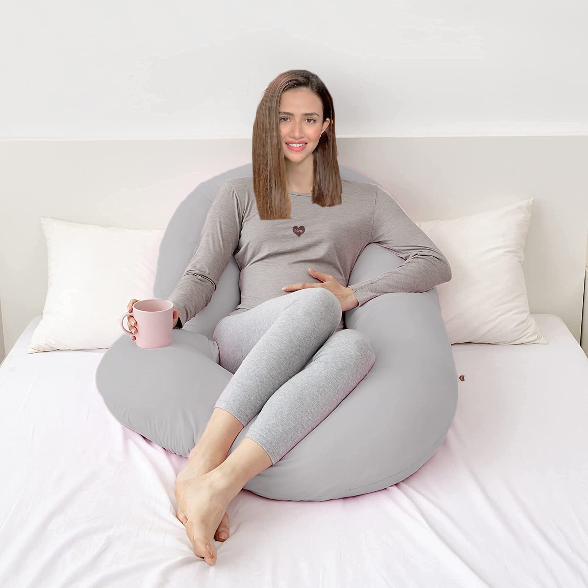 Grey - C Premium LYTE Pregnancy Body Pillow | Maternity Pillow