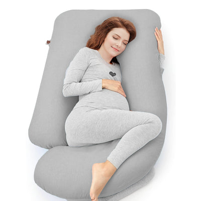 Bed Buddy Full Body Pillow and C-Shape Pregnancy Pillow - Maternity Support Pillow, Gray