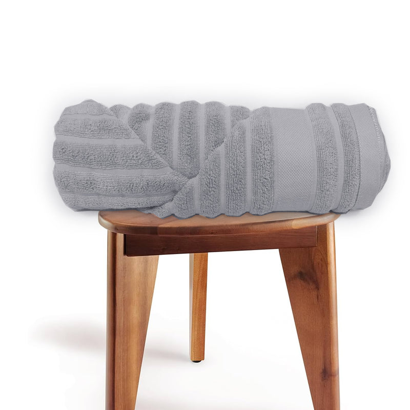 Grey Striped- Dermbrandt Premium Bath Towels with Loofah