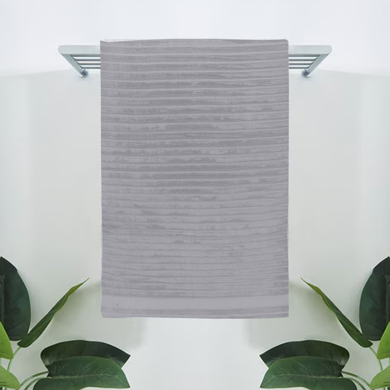Grey Striped- Dermbrandt Premium Bath Towels with Loofah