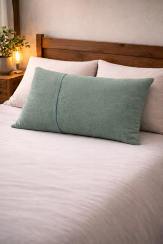 Reversible 4 Layer Muslin Pillow Covers with/without pillow Olive Green N Dark Cyan