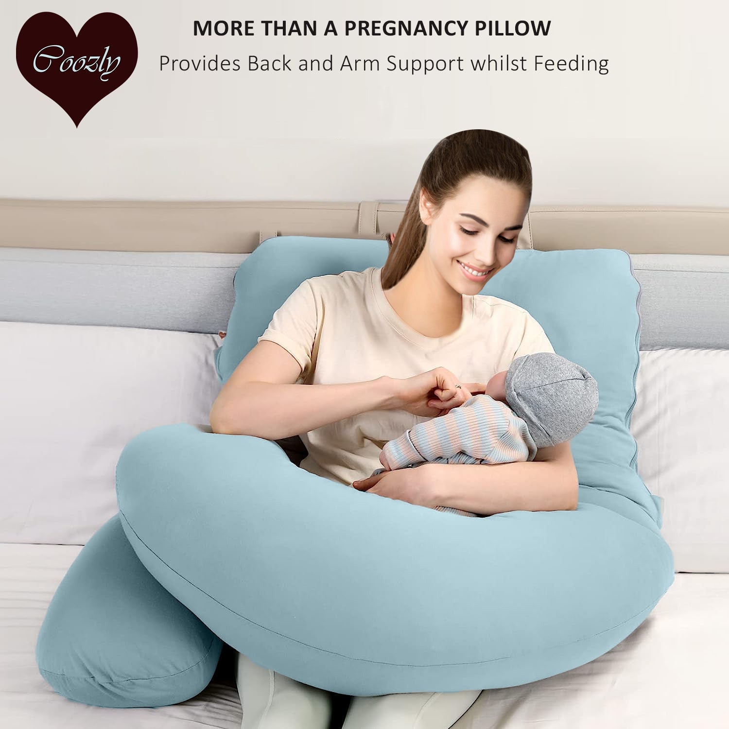 Light Blue - Coozly Belly Back Pregnancy Pillow