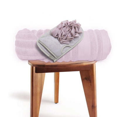 Pink Striped- Dermbrandt Premium Bath Towels with Loofah