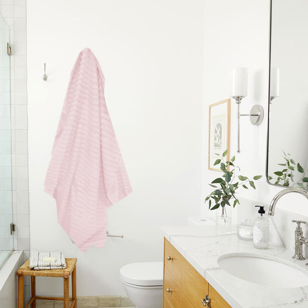 Pink Striped- Dermbrandt Premium Bath Towels with Loofah