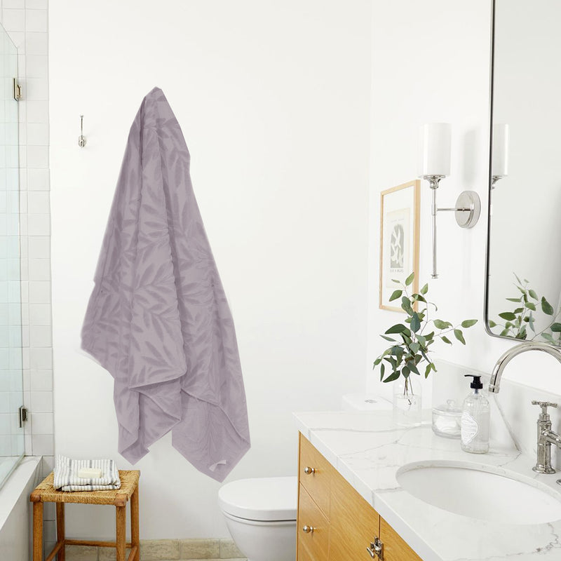 Mauve Leaf- Dermbrandt Premium Bath Towels with Loofah